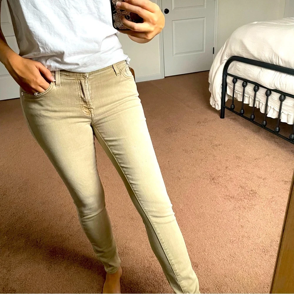 Seven 7 For All Mankind Women’s Skinny Ankle Jeans Tan Brown Size 28 Trendy Fall - Picture 14 of 14
